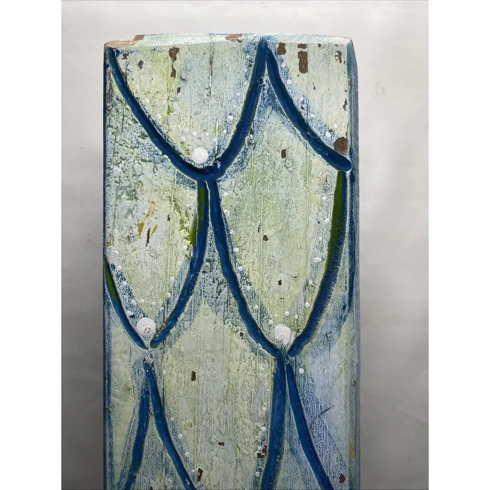 Vintage Hand Painted Wooden Rainstick Wall Panel 19